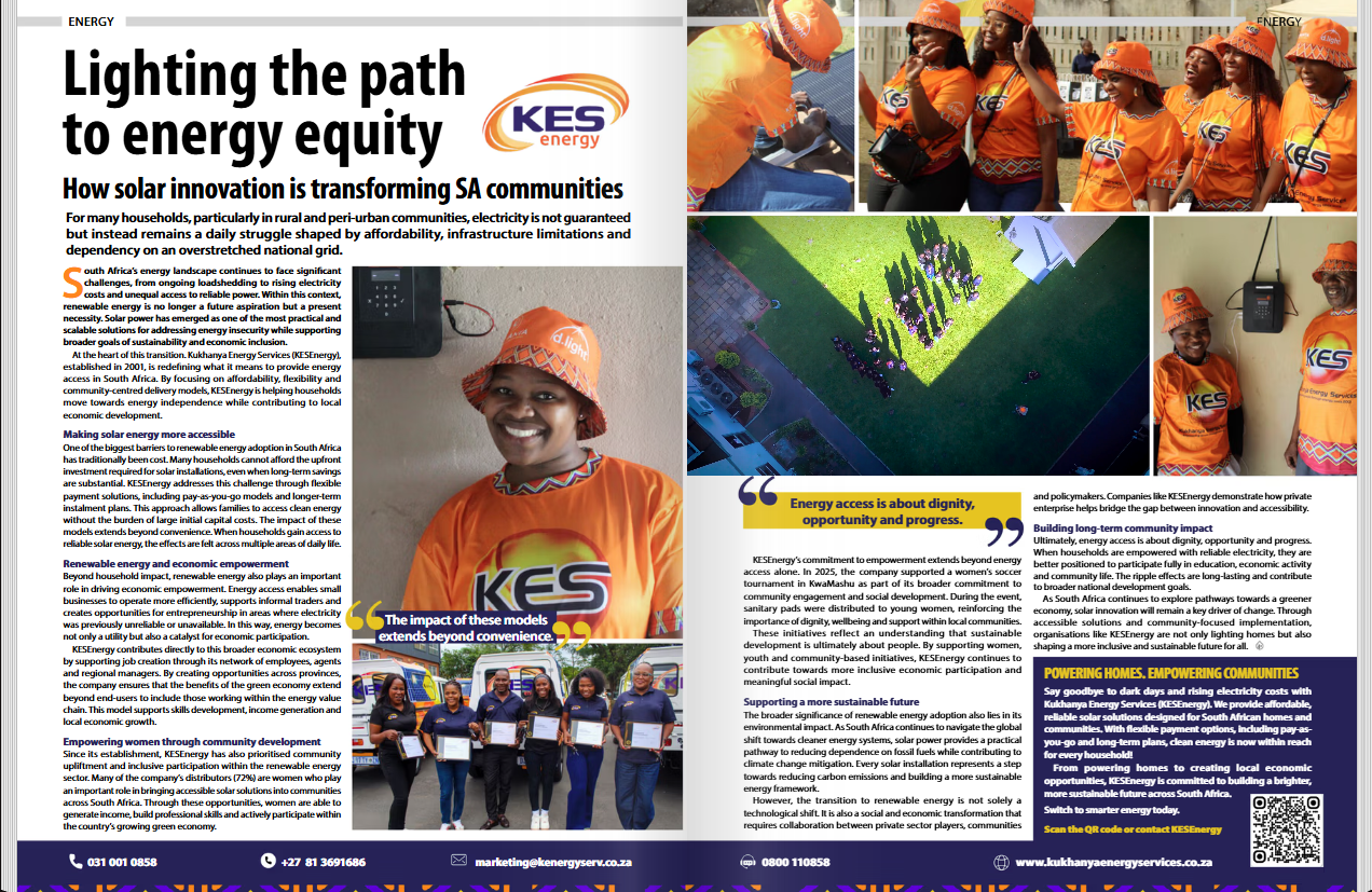 KES Energy feature in Green Economy Journal Issue 76